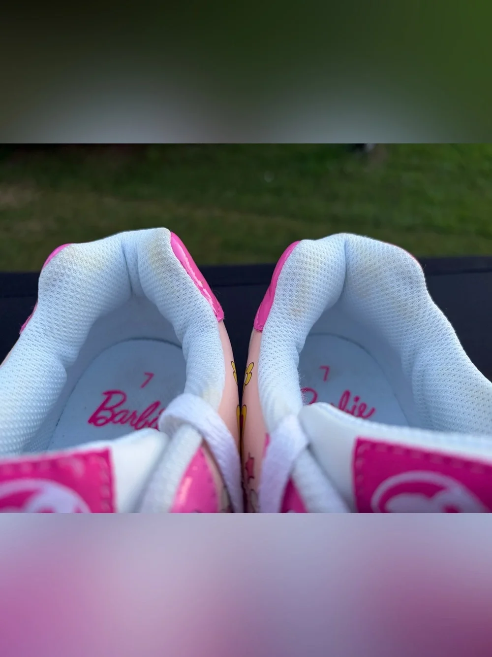 Barbie Pink White Floral Platform-Style Girls Sz 7 Sneakers school kids fall